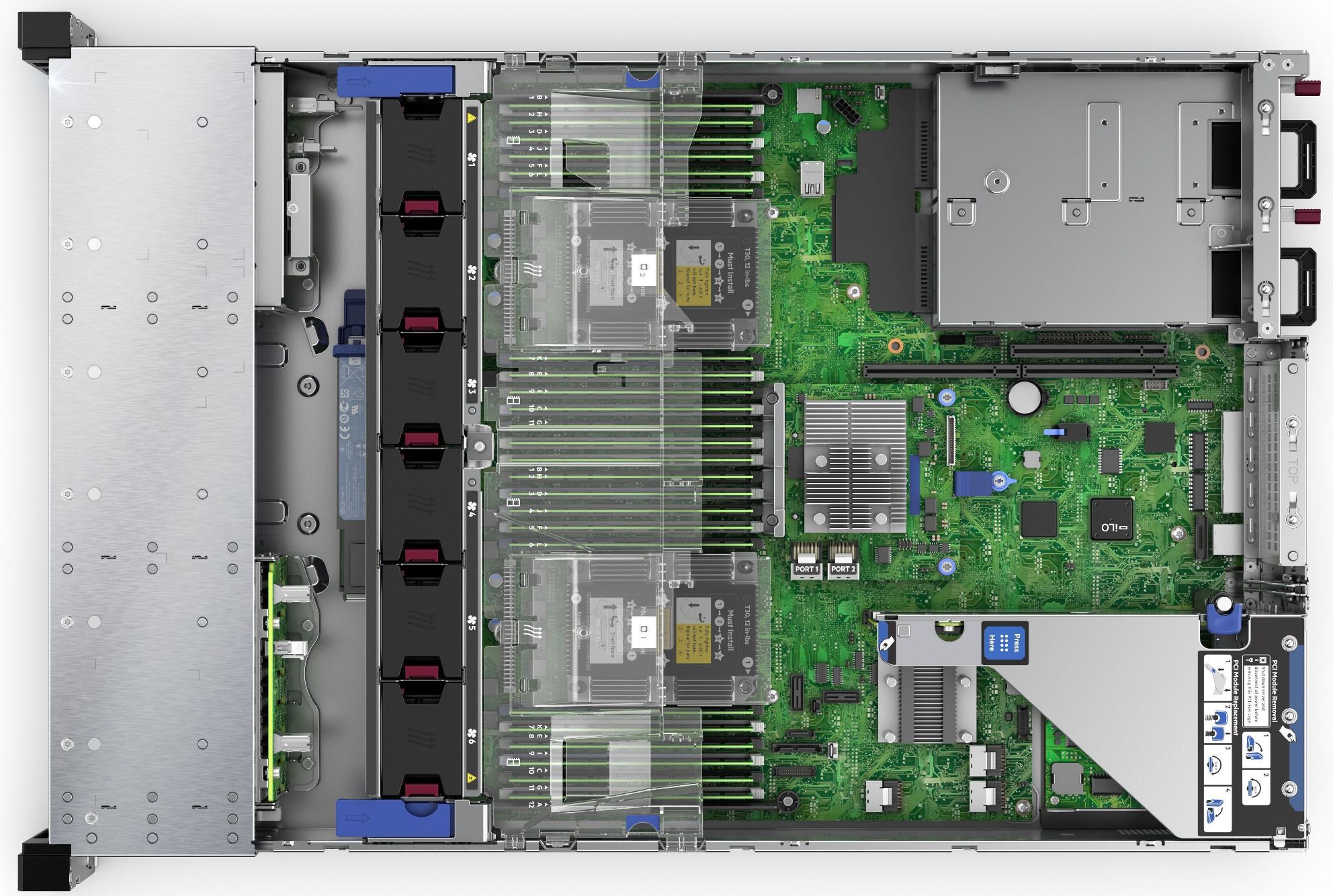 DL380 Вид сверху со снятой крышкой