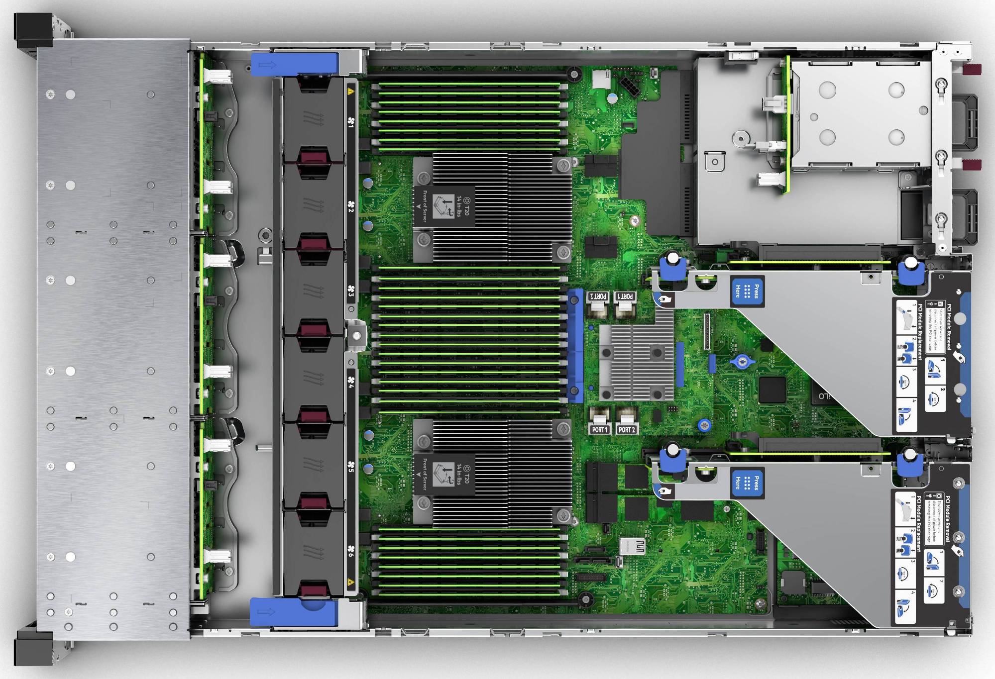 DL385 Вид сверху со снятой крышкой