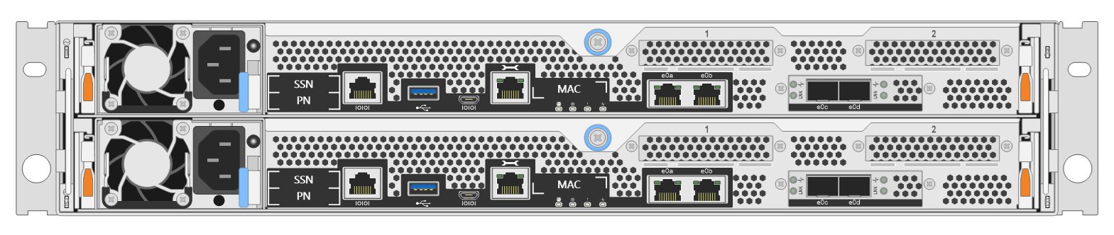 Вид задней панелей AFF A250