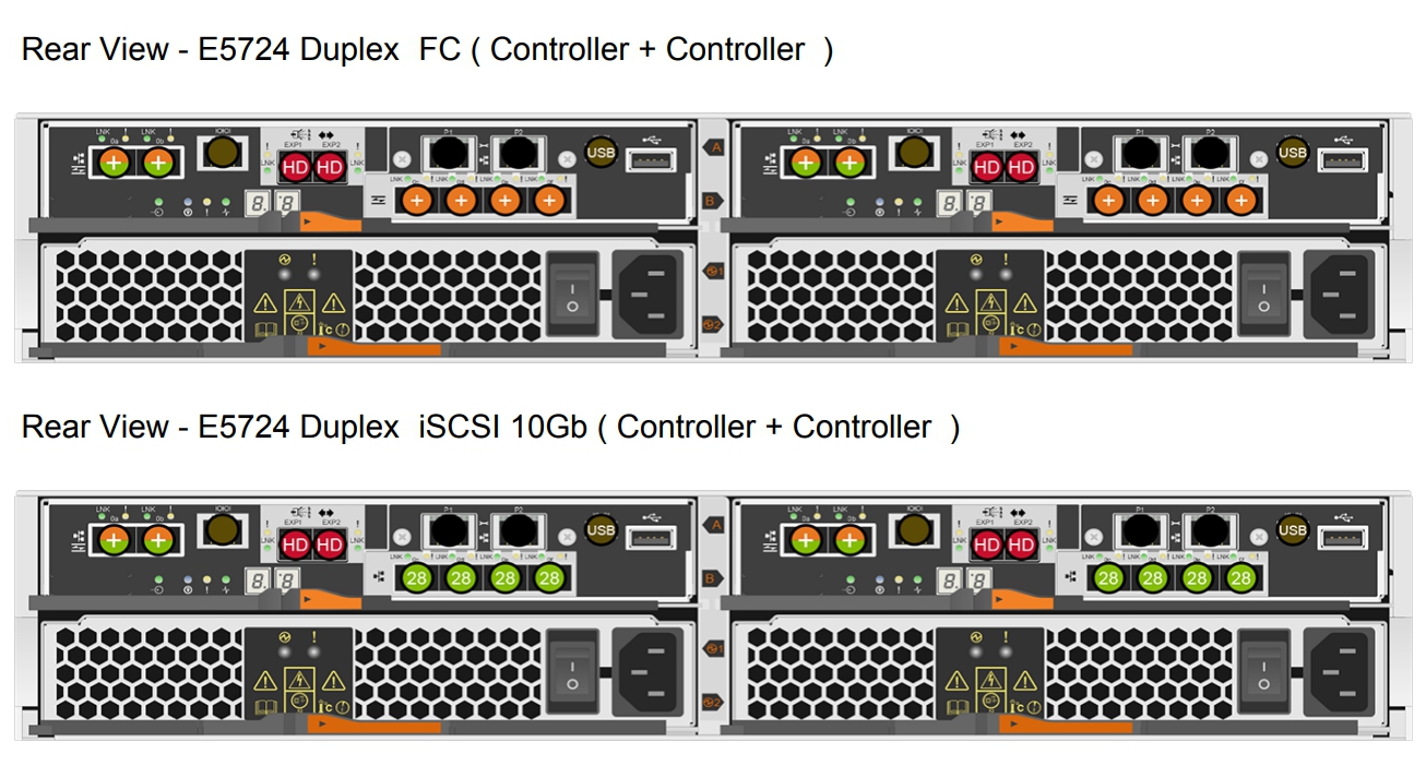 NetApp E5724  вид задней панели